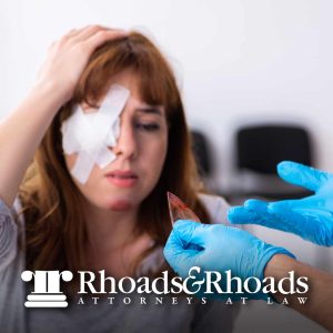 lady with bandaged eye